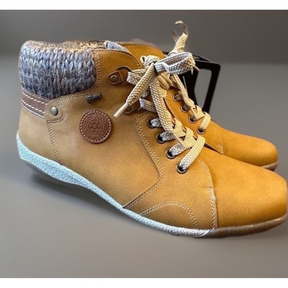 Spring Step Clifton Ankle Boots Knit Collar Tan Woman's Sz 42 or 10.5-11 Comfort